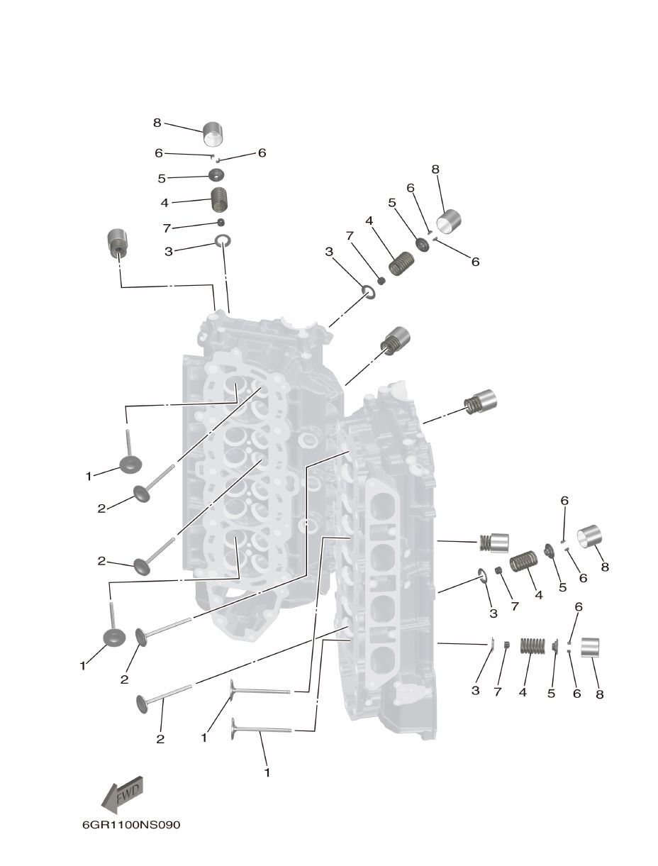 Yamaha XF425NSA2, XF425NSA7 VALVE 1 parts diagram